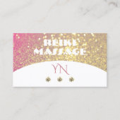 Luxe Witte Roze Gouden Glitter Monogram Visitekaartje (Voorkant)