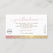 Luxe witte roze goudsparkle Glitter Voeg Logo toe Visitekaartje (Achterkant)