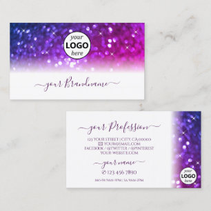 Luxe witte roze Paarse sparkle Glitter met Logo Visitekaartje