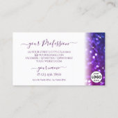 Luxe witte roze Paarse sparkle Glitter met Logo Visitekaartje (Achterkant)