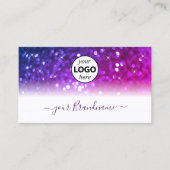 Luxe witte roze Paarse sparkle Glitter met Logo Visitekaartje (Voorkant)