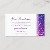 Luxe witte roze Paarse sparkle Glitter Monogram Visitekaartje (Achterkant)