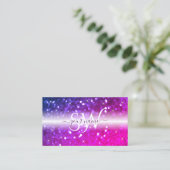 Luxe witte roze Paarse sparkle Glitter Monogram Visitekaartje (Staand voorkant)