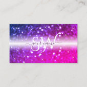 Luxe witte roze Paarse sparkle Glitter Monogram Visitekaartje (Voorkant)