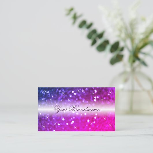 Luxe witte roze Paarse sparkle stijlvol Visitekaartje (Staand voorkant)