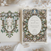 Luxe witte rozen Art Nouveau bruiloft Kaart