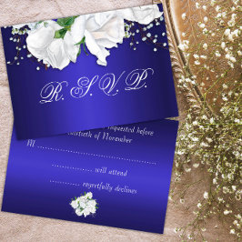 Luxe witte rozen en donkerblauwe RSVP-kaart RSVP Kaartje