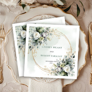 Luxe Witte Rozen Eucalyptus Trouwservetten Servet