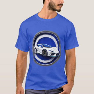 Luxe witte sportwagen embleem t-shirt
