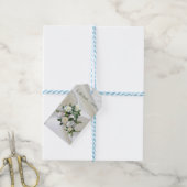Luxe, witte, vloeiende zijde en witte rozen. cadeaulabel (Met Touw)