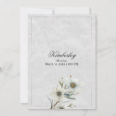 Luxe witte zilveren glitter bloemenquinceañera kaart (Achterkant)