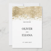 Luxe witte zilveren gouden glitters Bewaar de Datu Kaart (Voorkant)