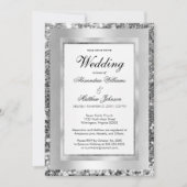 Luxe witte zilveren pailletten lijst elegante brui kaart (Voorkant)