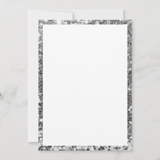 Luxe witte zilveren pailletten lijst elegante brui kaart (Achterkant)