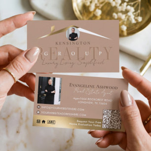 Luxe Woning Makelaar Beige Goud Foto Visitekaartje
