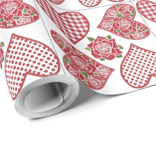 Luxe Wrapping Papier: Harten en Rozen Valentijnse  Cadeaupapier (Rol Hoek)
