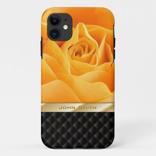 Luxe Yellow Rose met aangepaste naam iPhone 5 Hoes (Achterkant)