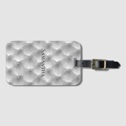 Luxe Zacht Grijs Faux Velvet Bagagelabel (Voorkant (horizontaal))