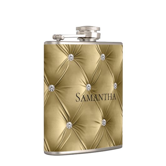 Luxe zachte gouden namaak fluweel bruidsmeisje heupfles (Rechts)