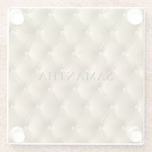 Luxe zachte gouden namaak fluweel glazen onderzetter (Achterkant)