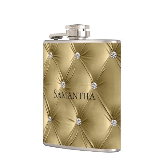 Luxe zachte gouden namaam fluweel bruidsmeisje heupfles (Links)