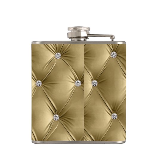 Luxe zachte gouden namaam fluweel bruidsmeisje heupfles (Achterkant)