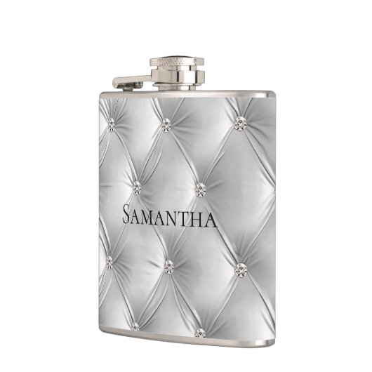 Luxe zachte grijze nepleren fluweel bruidsmeisje heupfles (Links)