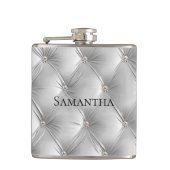 Luxe zachte grijze nepleren fluweel bruidsmeisje heupfles (Voorkant)