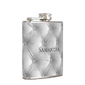 Luxe zachte grijze nepleren fluweel bruidsmeisje heupfles (Rechts)