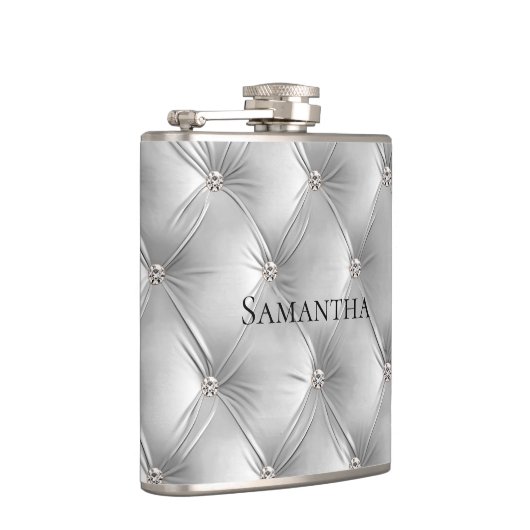 Luxe zachte grijze nepleren fluweel bruidsmeisje heupfles (Rechts)