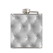 Luxe zachte grijze nepleren fluweel bruidsmeisje heupfles (Achterkant)