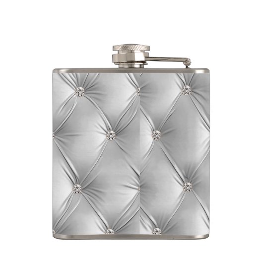 Luxe zachte grijze nepleren fluweel bruidsmeisje heupfles (Achterkant)