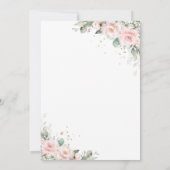 Luxe Zachte Hued Blush Roze Bloemen Groen Bruiloft Bedankkaart (Achterkant)