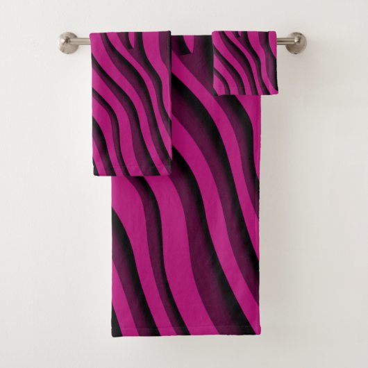 Luxe Zachte Roze 3D-Zebra-golfhanddoekset Bad Handdoek (Insitu)