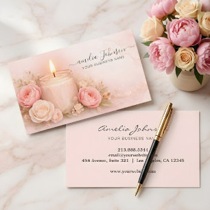 Luxe Zachte Roze Rozenkaars Logo Visitekaartje