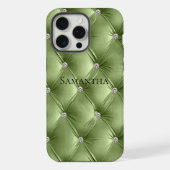 Luxe zachte warme salie groen faux fluweel iPhone hoesje (Achterkant)