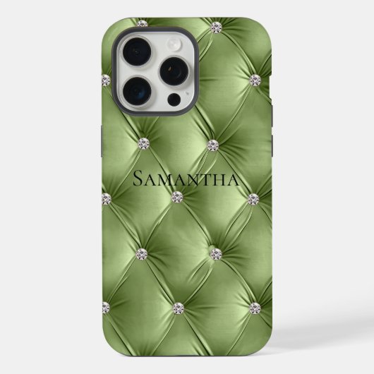 Luxe zachte warme salie groen faux fluweel iPhone hoesje (Achterkant)