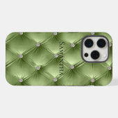 Luxe zachte warme salie groen faux fluweel iPhone hoesje (Achterkant horizontaal)
