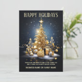 Luxe zaken kerstboom geschenken logo foto feestdagenkaart (Staand voorkant)