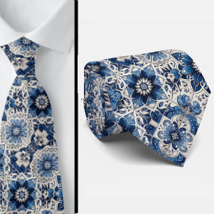 Luxe zakendoek Blauw Marokkaans namaakzijde Stropdas