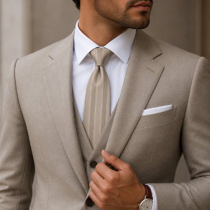Luxe zandsteen en taupe geribbelde jacquard strepe stropdas