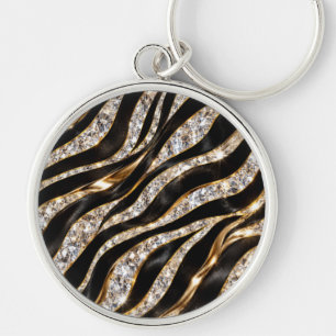Luxe Zebra Kristal Dierenprint Sleutelhanger