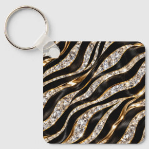 Luxe Zebra Kristal Dierenprint Sleutelhanger