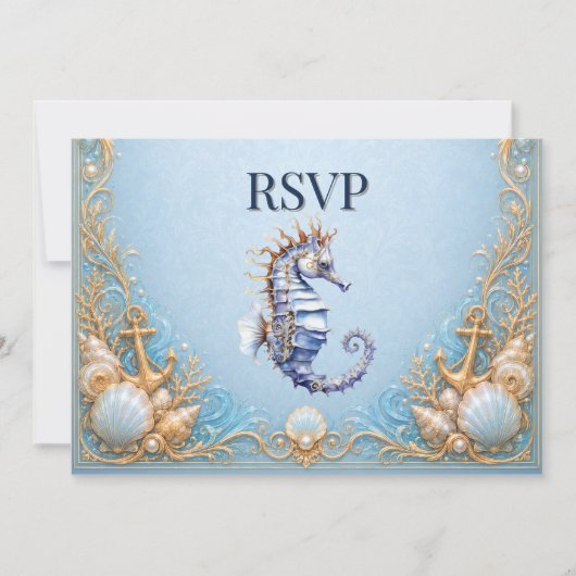 Luxe zeepaard strand bruiloft RSVP anker zeester Kaart (Voorkant)