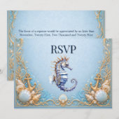 Luxe zeepaard strand bruiloft RSVP anker zeester Kaart (Voorkant / Achterkant)