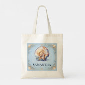 Luxe zeeschelp strand bruidsfeestgeschenken tote bag (Achterkant)