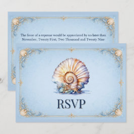 Luxe zeeschelp trouwstrand thema conch RSVP Kaart