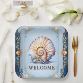 Luxe zeeschelpen thema evenement strand picknick b papieren bordje