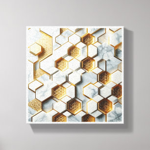 Luxe zeshoekige marmer & gouden mozaïek - Modern G Canvas Afdruk
