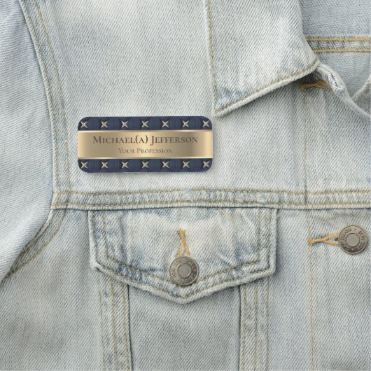 Luxe zeven gouden sterren op blauw: elegant naamplaatje (In situ)